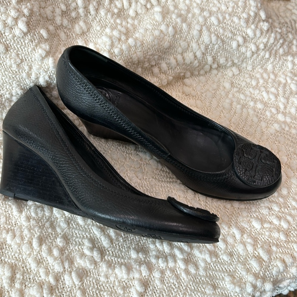 Tory Burch size 10 1/2 wedge shoes. Gently worn and loved.